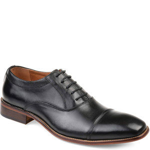 Thomas & Vine Mens Keaton Cap Toe Leather Black Oxford 12 M